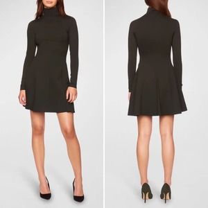 Susana Monaco Mock Neck Long Sleeve Fit & Flare Minidress Dark Green Size Small